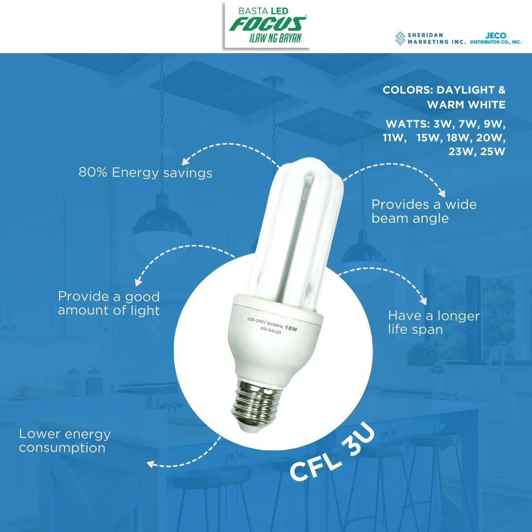 Focus Compact Fluorescent Lamp (CFL) 3U Daylight 23w - Image 2
