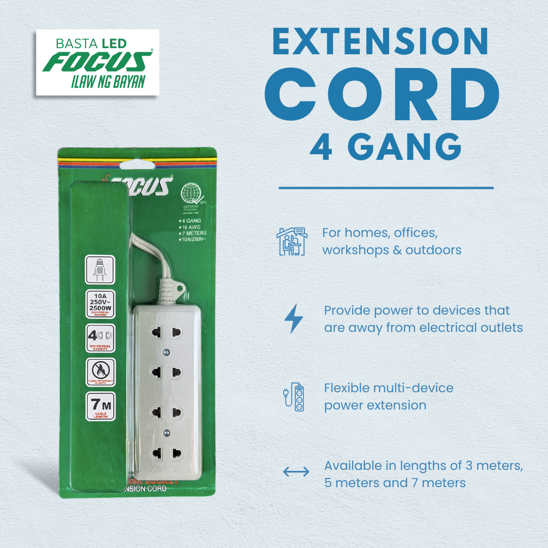 Focus Universal Outlet with Extension Cord 4 Gang 7ME - Image 2