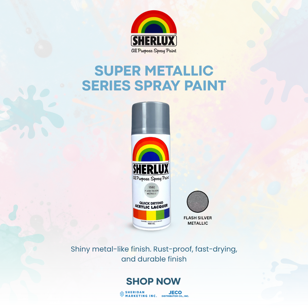 Sherlux All Purpose Spray Paint - Quick Drying Acrylic Super Metallic Series-Flash Silver - Image 2